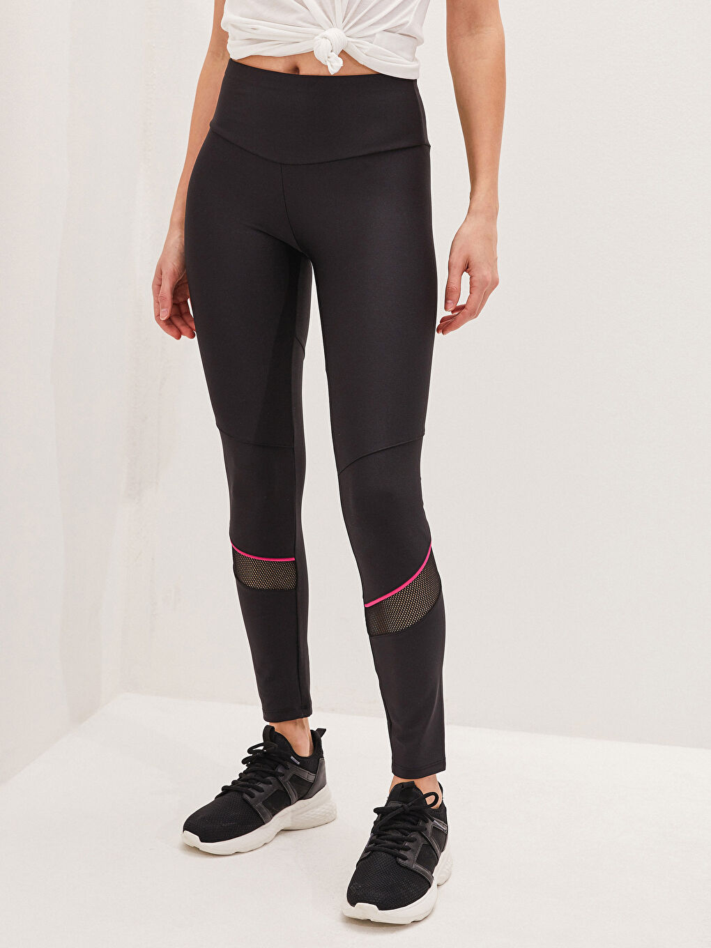 Women's Elastic Waist Mesh Detailed Sport Tights -S1GR51Z8-CVL