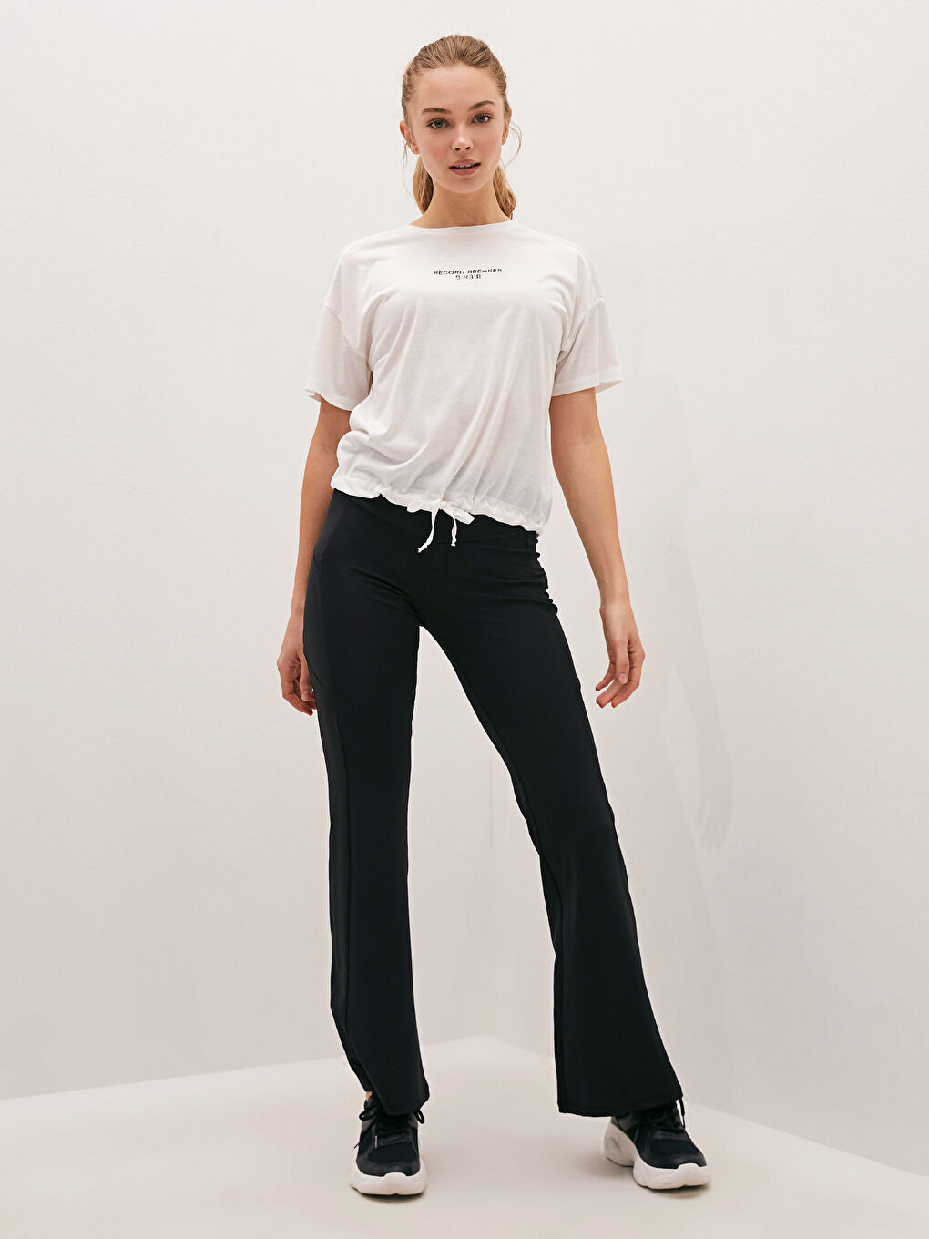 Elastic Waist Narrow Fit Wide Leg Women's Sports Tracksuit Bottom