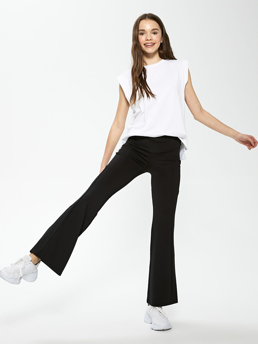 Elastic Waist Narrow Fit Wide Leg Women's Sports Tracksuit Bottom-5