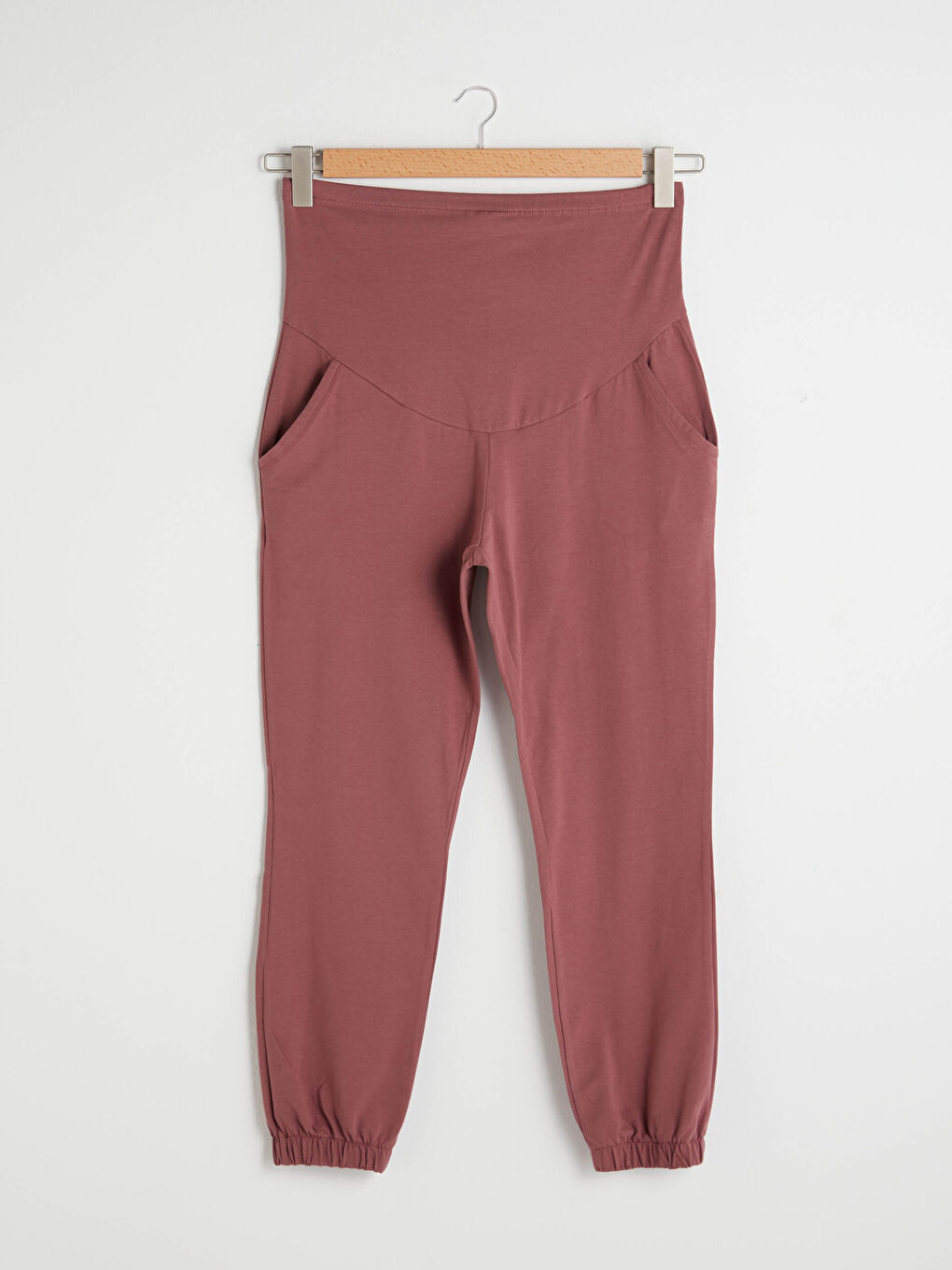 Pembe Karın Panelli Cep Detaylı Hamile Eşofman Alt-4