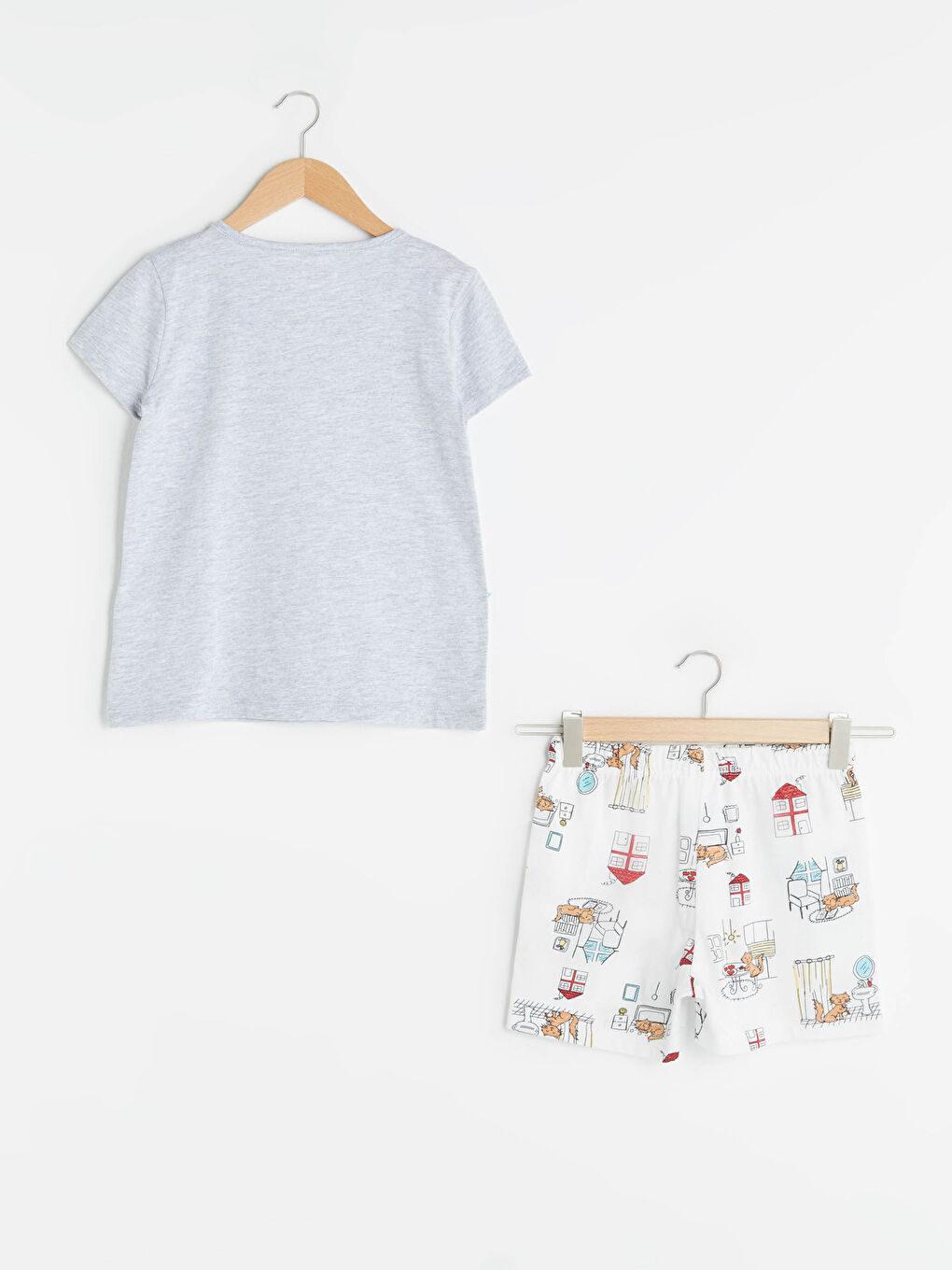 Crew Neck Printed Short Sleeve Girls' Pyjama Set-1