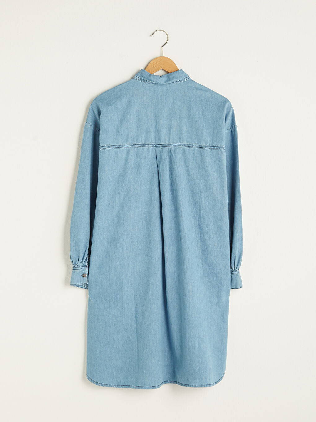 LCWAIKIKI Classic Collared Neck Plain Long Sleeve Women's Denim Tunic -S1GS11Z8-315