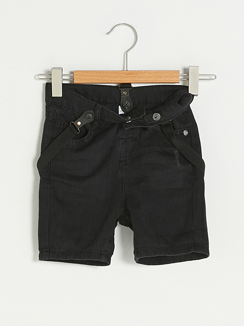 Low Crotch Fit Basic Baby Boy Jean Shorts and Pants Strap 2 Pieces-1