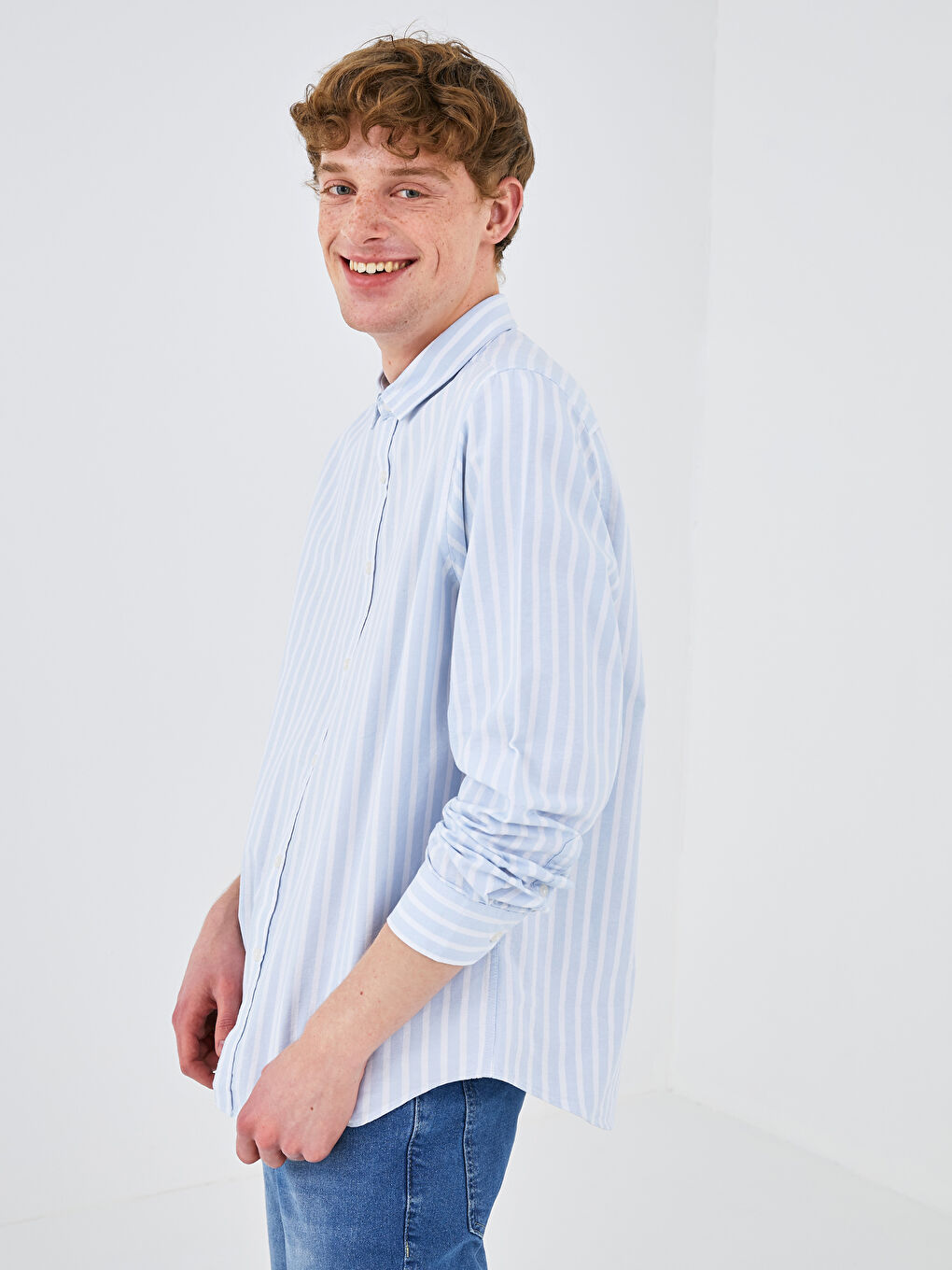 XSIDE Regular Fit Long Sleeve Striped Men's Shirt -S1GS45Z8-RMP