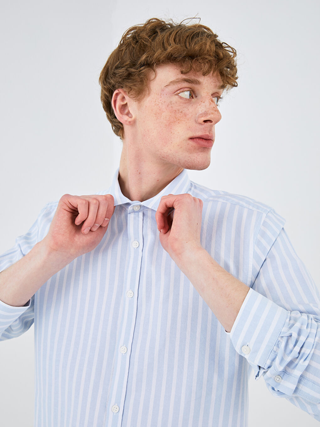 XSIDE Regular Fit Long Sleeve Striped Men's Shirt -S1GS45Z8-RMP