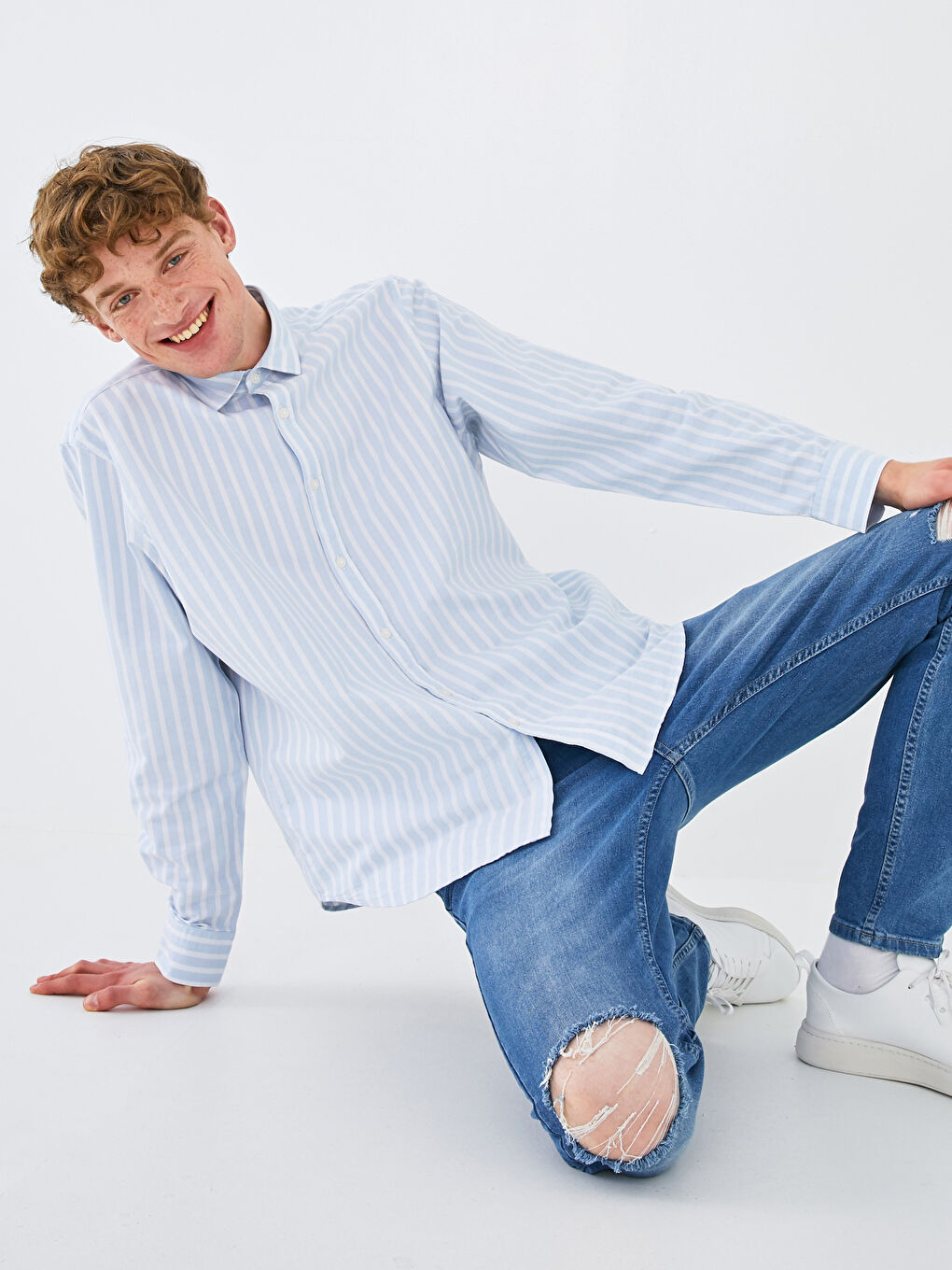 XSIDE Regular Fit Long Sleeve Striped Men's Shirt -S1GS45Z8-RMP