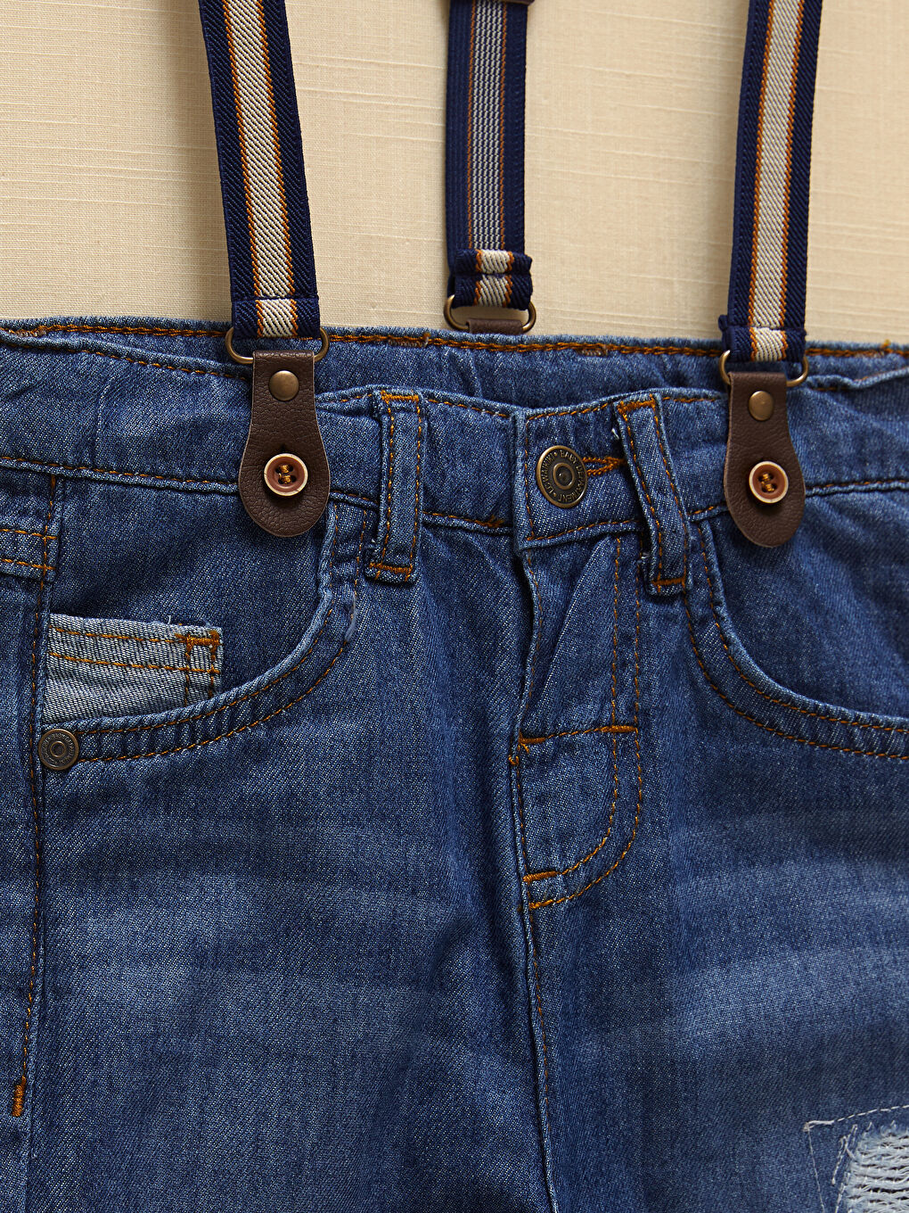 LCW baby Elastic Waist Baby Boy Jean Shorts and Pants Strap 2-Piece Set -S1GS52Z1-H45