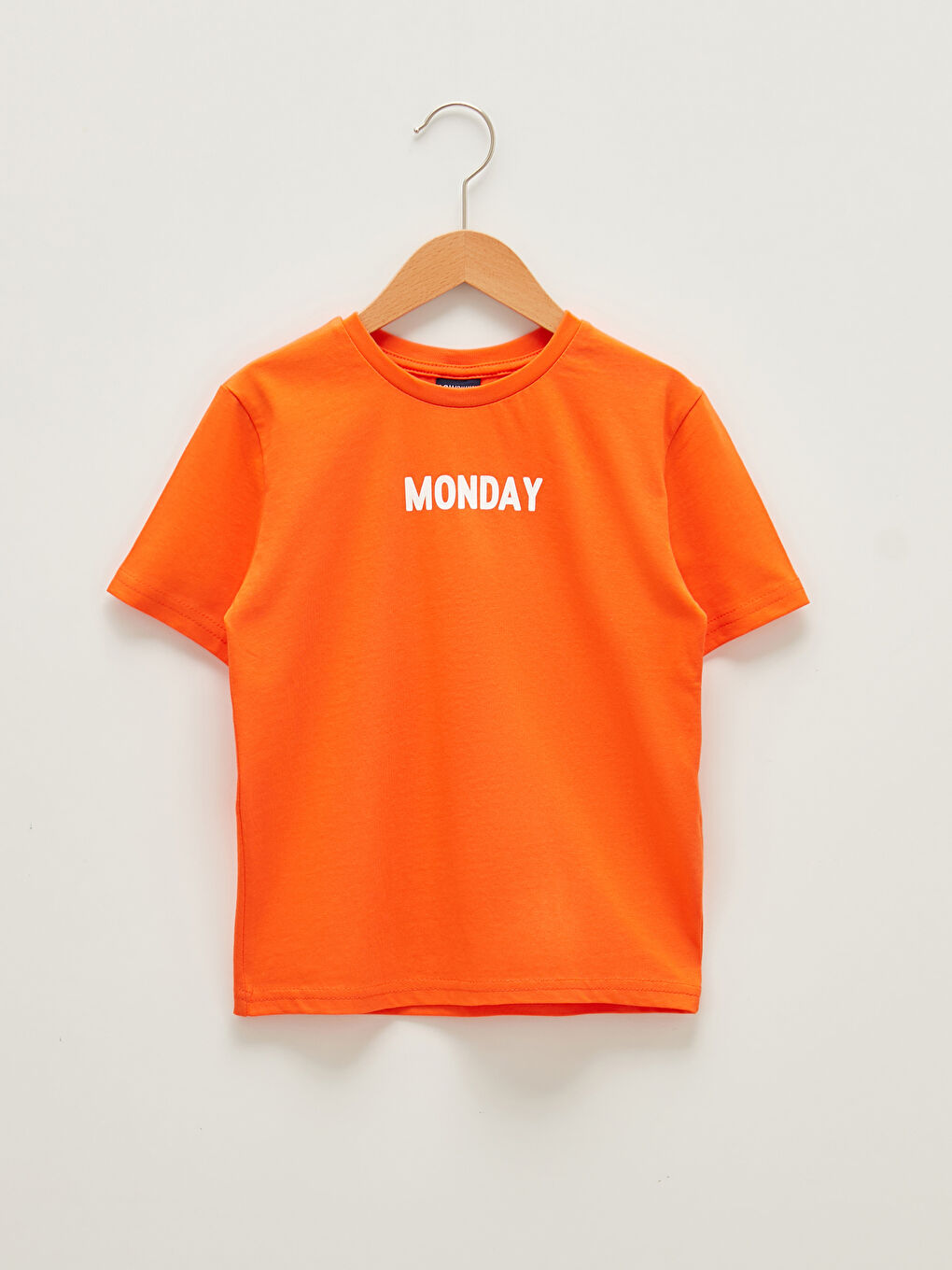 Turuncu Bisiklet Yaka Baskılı Kısa Kollu Pamuklu Erkek Çocuk Tişört