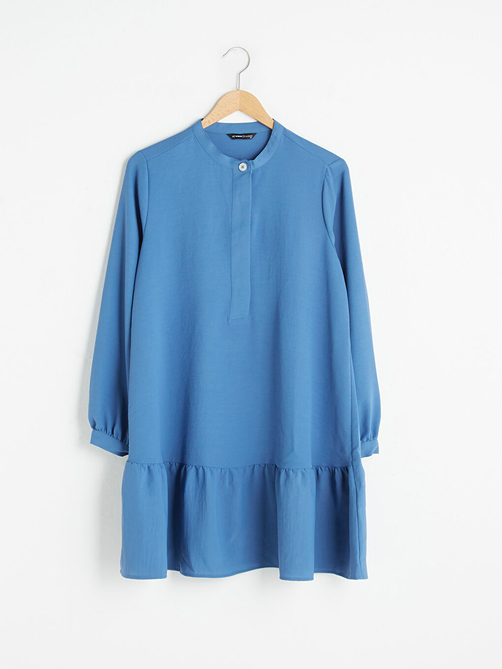 Tunika für Damen mit Stehkragen, geradem Schnitt, Rüschendetails und langen Ärmeln-5