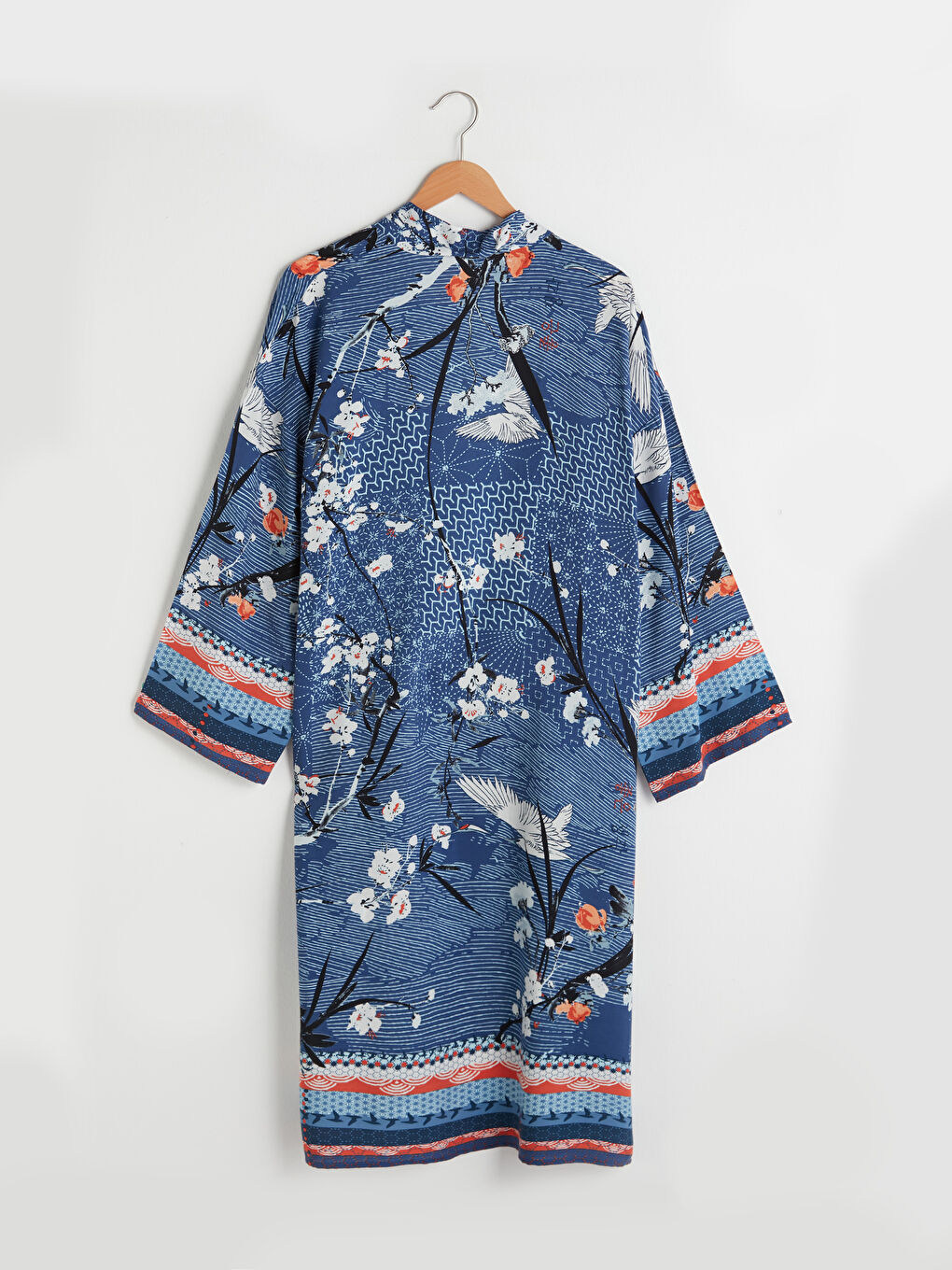 كيمونو للسيدات بياقة شال منقوشة كم طويل فيسكوز-9