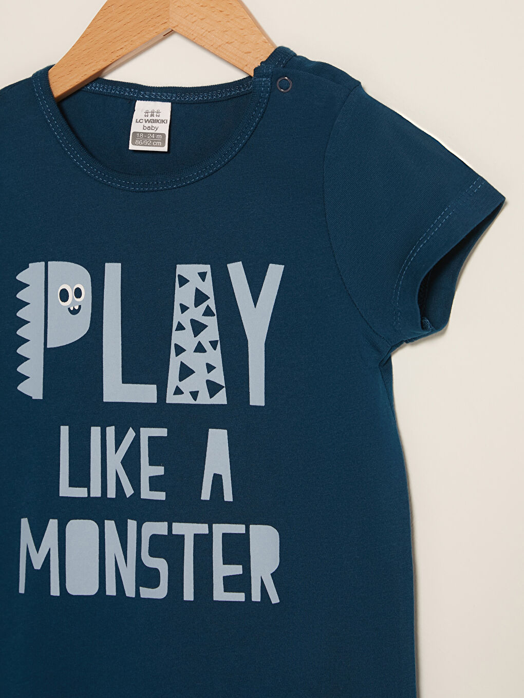 Petrol Bisiklet Yaka Kısa Kol Baskılı Pamuklu Erkek Bebek Tulum-2