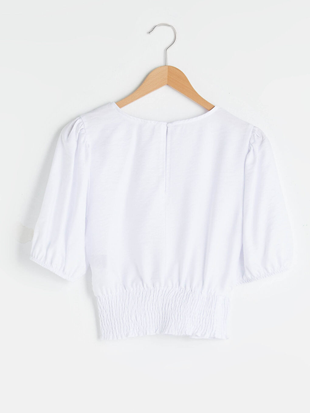 LCW Vision Crew Neck Plain Balloon Sleeve Crop Women Blouse -S1GT82Z8-E5X