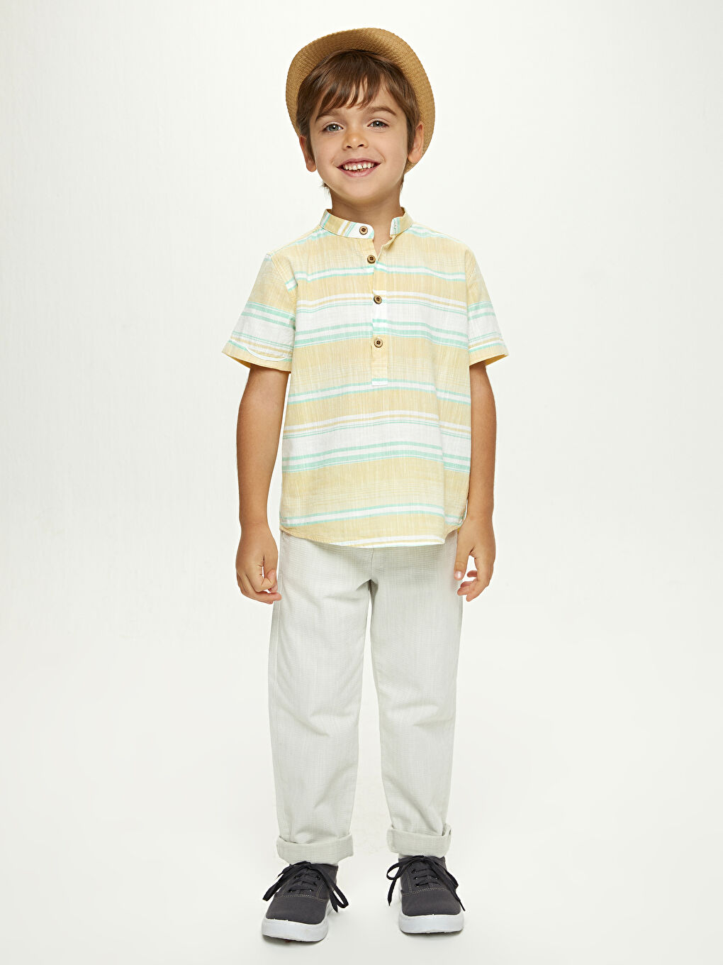 بنطلون تشينو قطن أساسي للأولاد-1