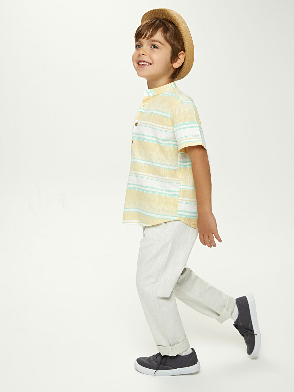 بنطلون تشينو قطن أساسي للأولاد-2