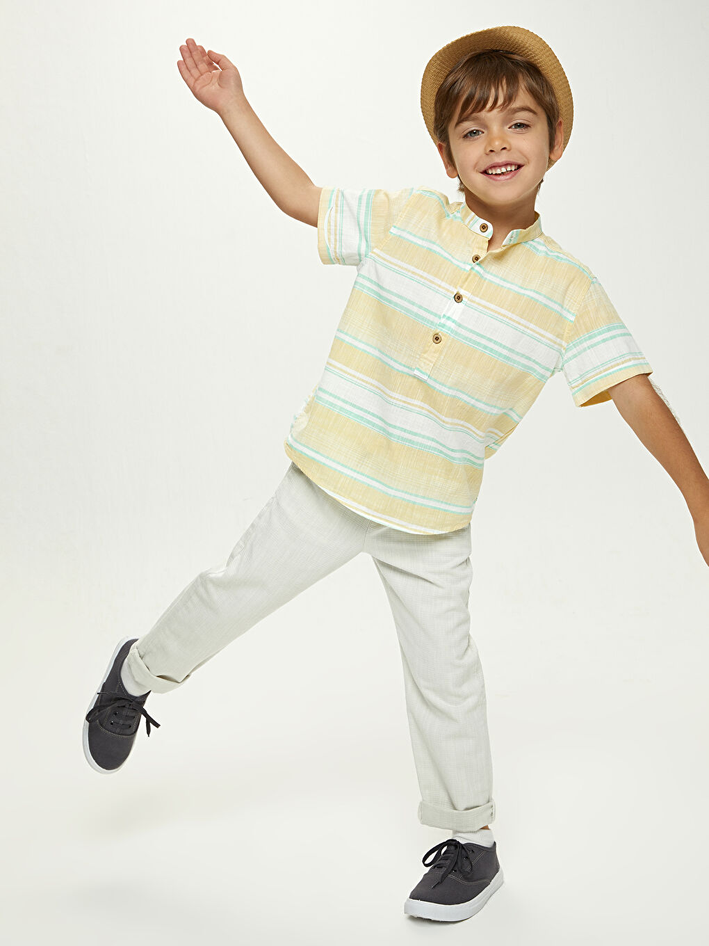 بنطلون تشينو قطن أساسي للأولاد-3