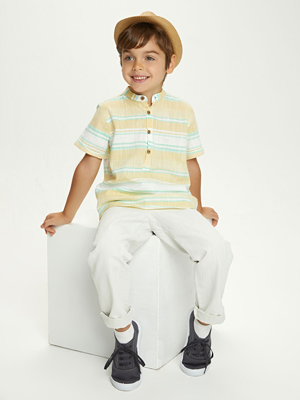 بنطلون تشينو قطن أساسي للأولاد-4