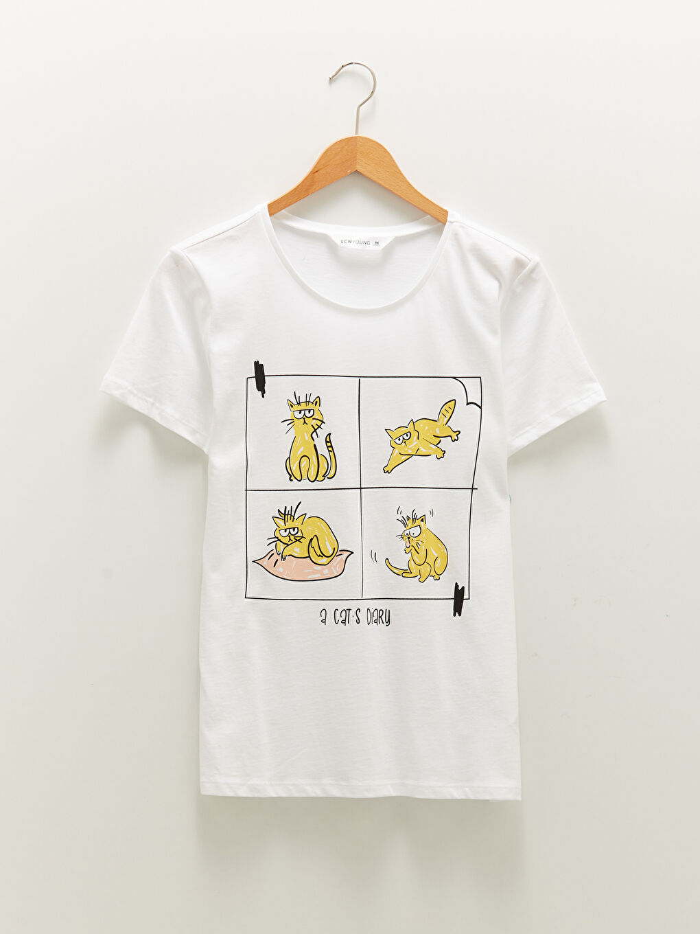 Beyaz Bisiklet Yaka Baskılı Kısa Kollu Pamuklu Kadın Pijama Takımı-8