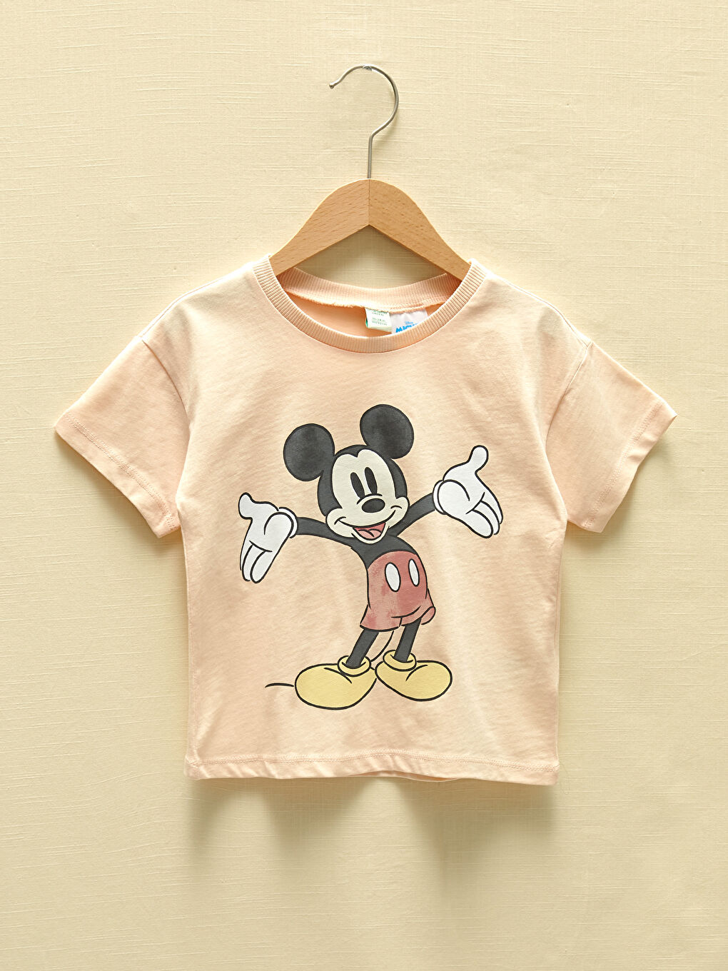 Crew Neck Short Sleeve Mickey Mouse Printed Baby Boys' T-Shirt