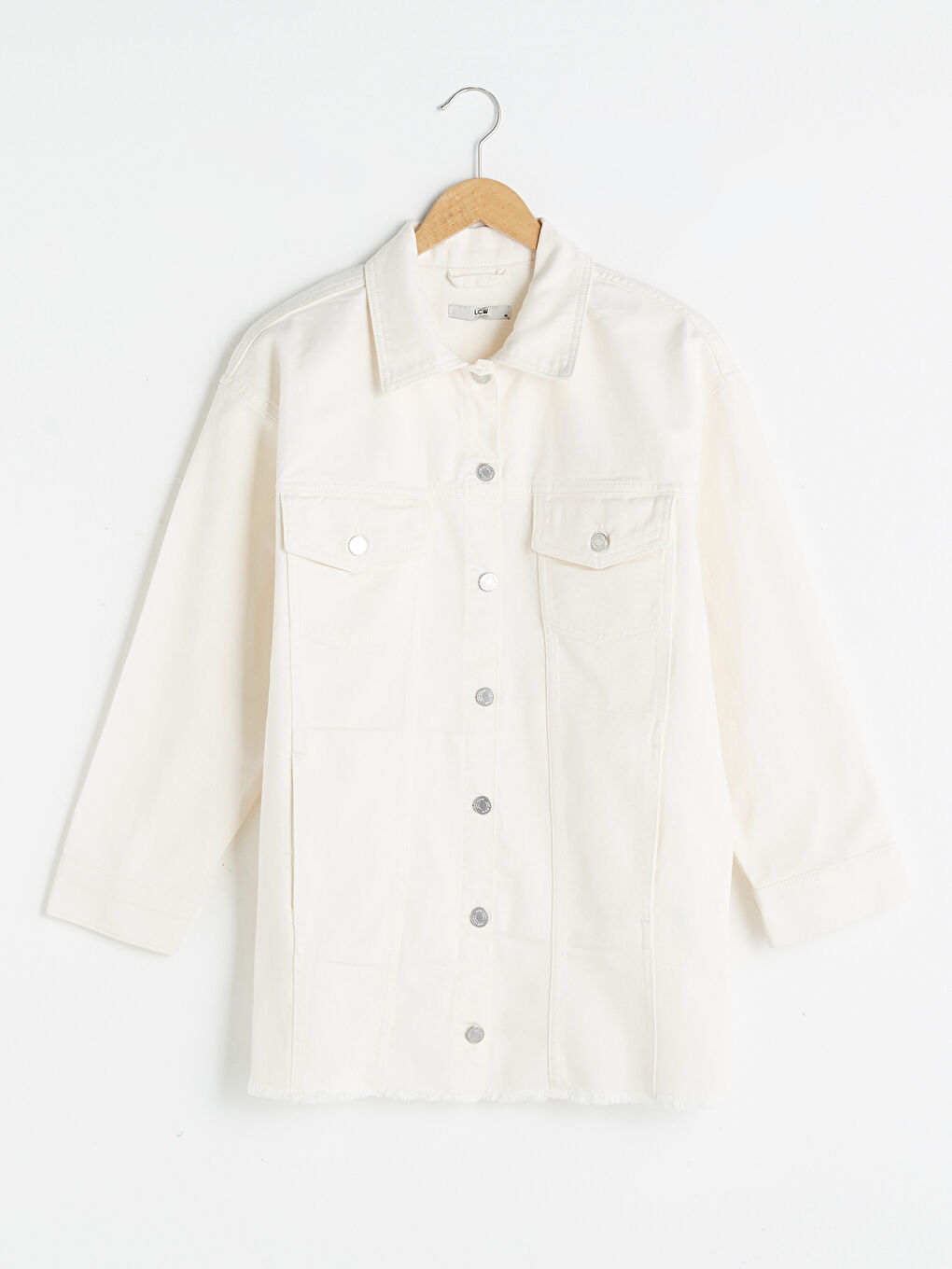 Shirt Collar Pocket Detailed Long Sleeve Women's Jean Jacket-8