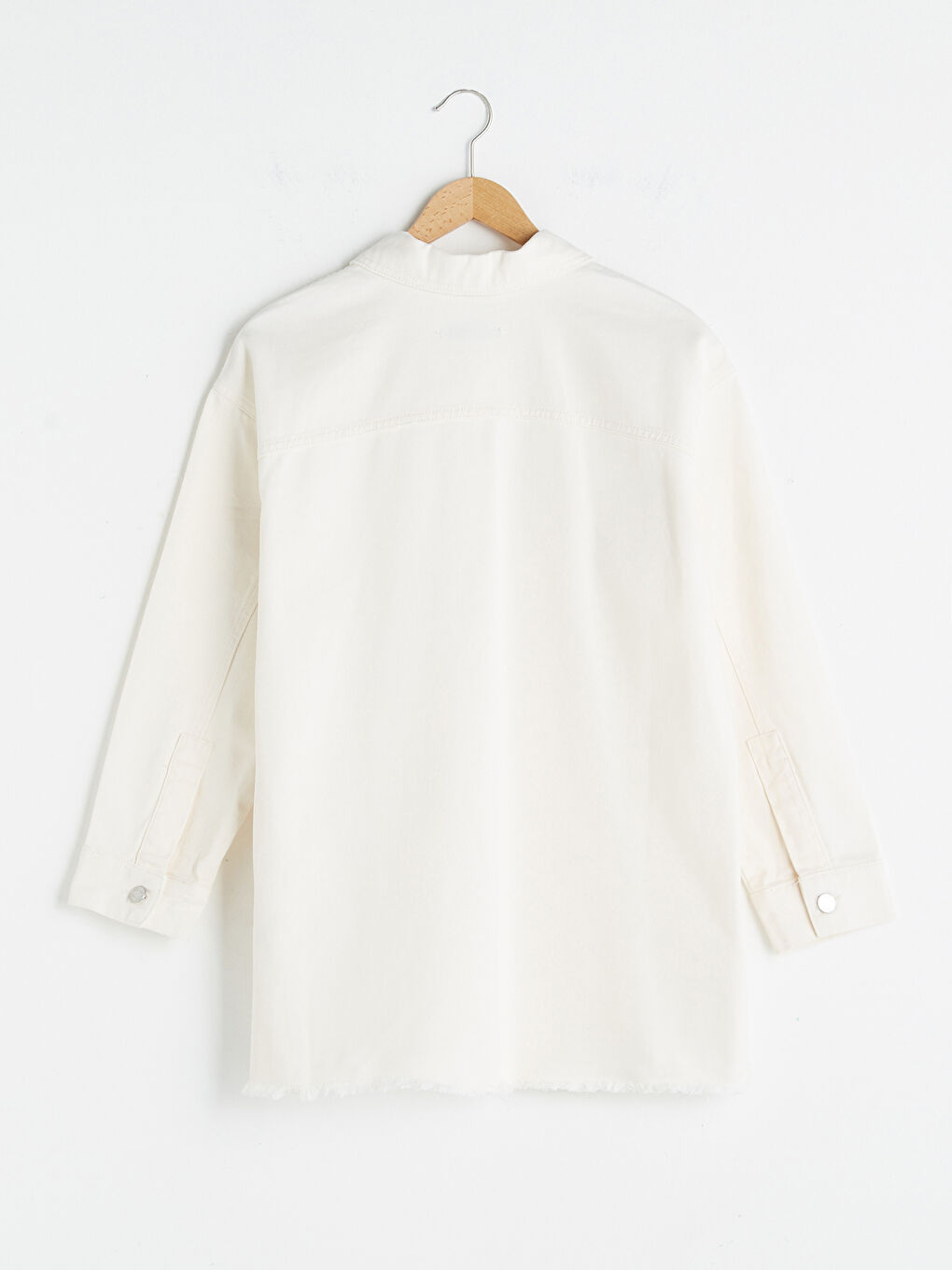 Shirt Collar Pocket Detailed Long Sleeve Women's Jean Jacket-9