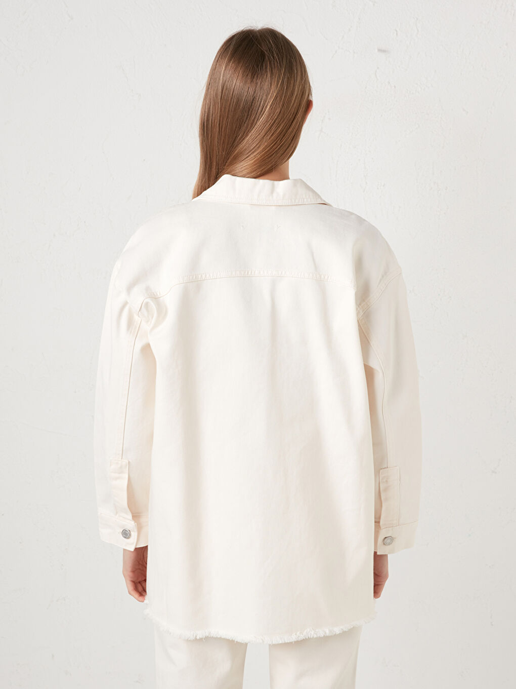 Shirt Collar Pocket Detailed Long Sleeve Women's Jean Jacket-6