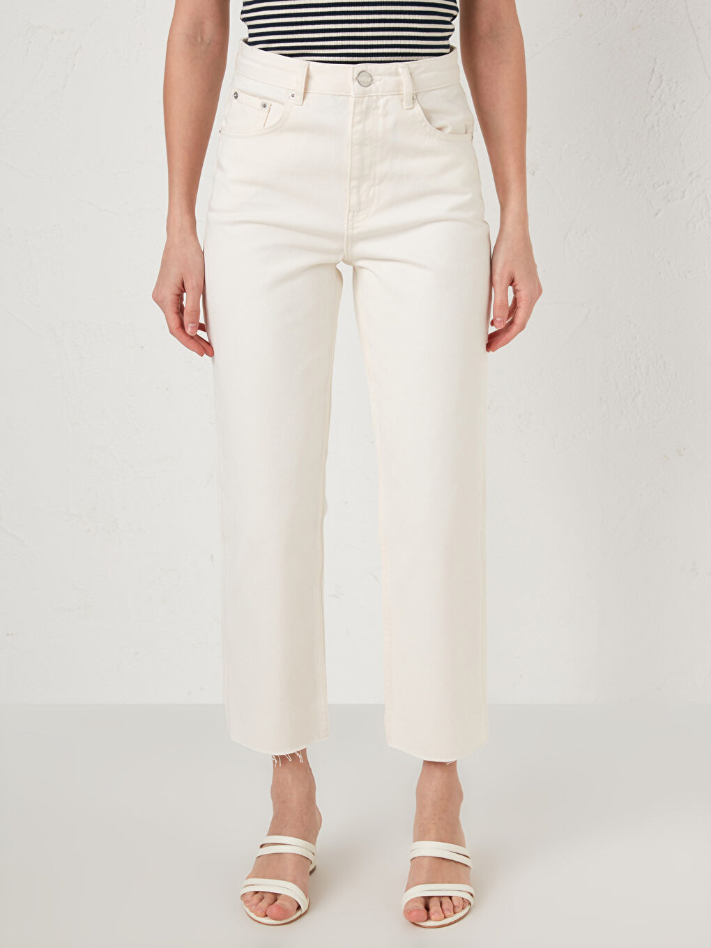 Hohe Taille Quecksilber Schmal Geschnittene Damenjeans-2