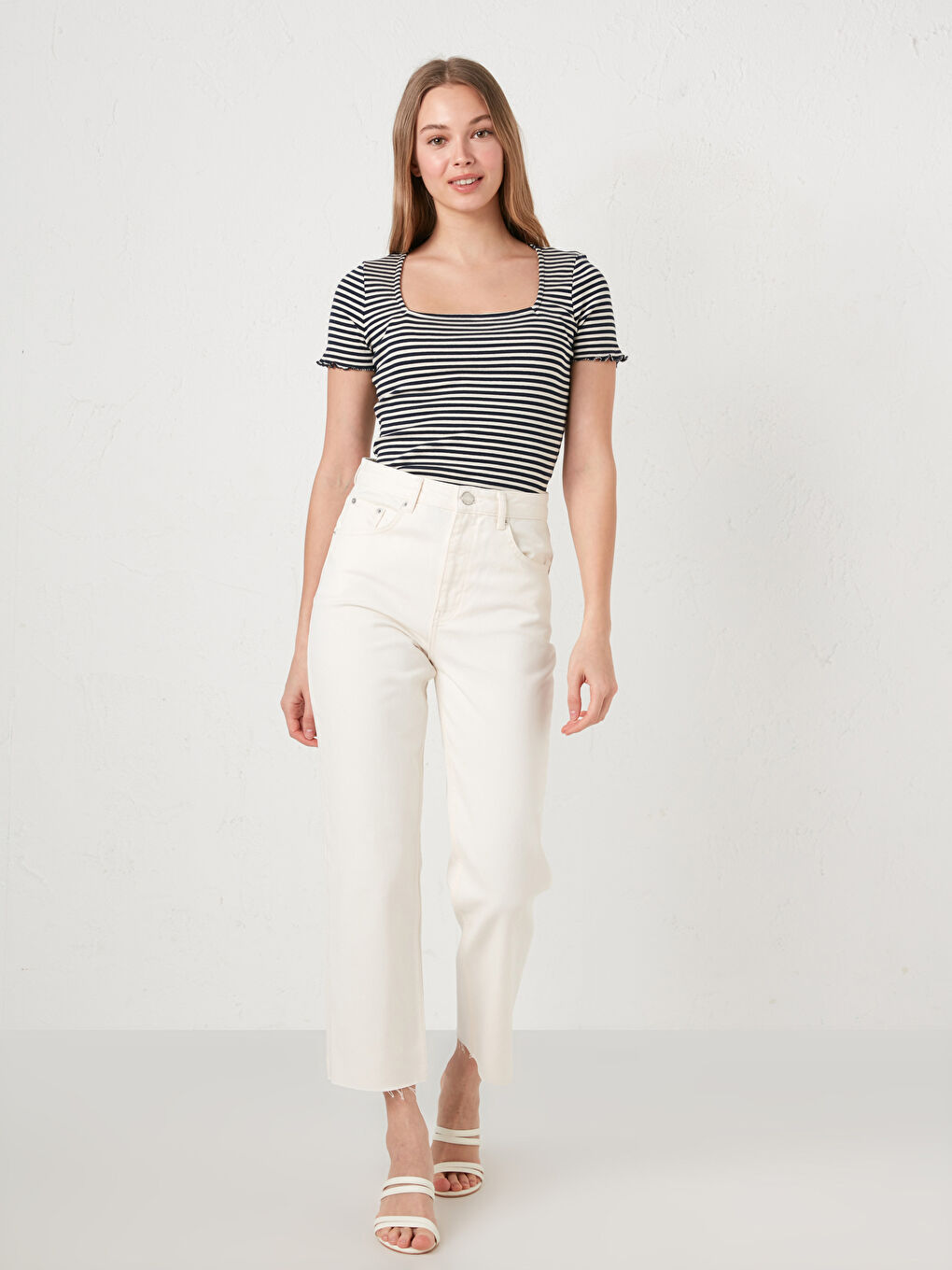 Hohe Taille Quecksilber Schmal Geschnittene Damenjeans