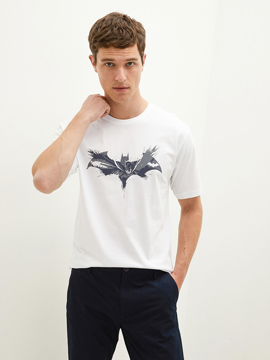 Crew Neck Short Sleeve Batman Printed Jersey Men's T-Shirt-4