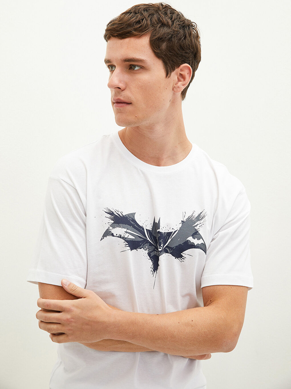 Crew Neck Short Sleeve Batman Printed Jersey Men's T-Shirt-1