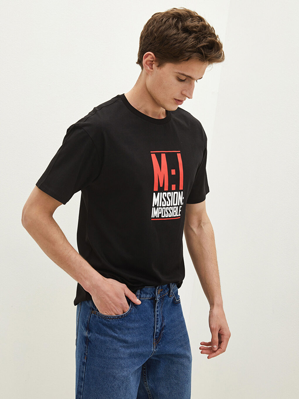 Crew Neck Short Sleeve Printed Combed Cotton Men's T-shirt-1