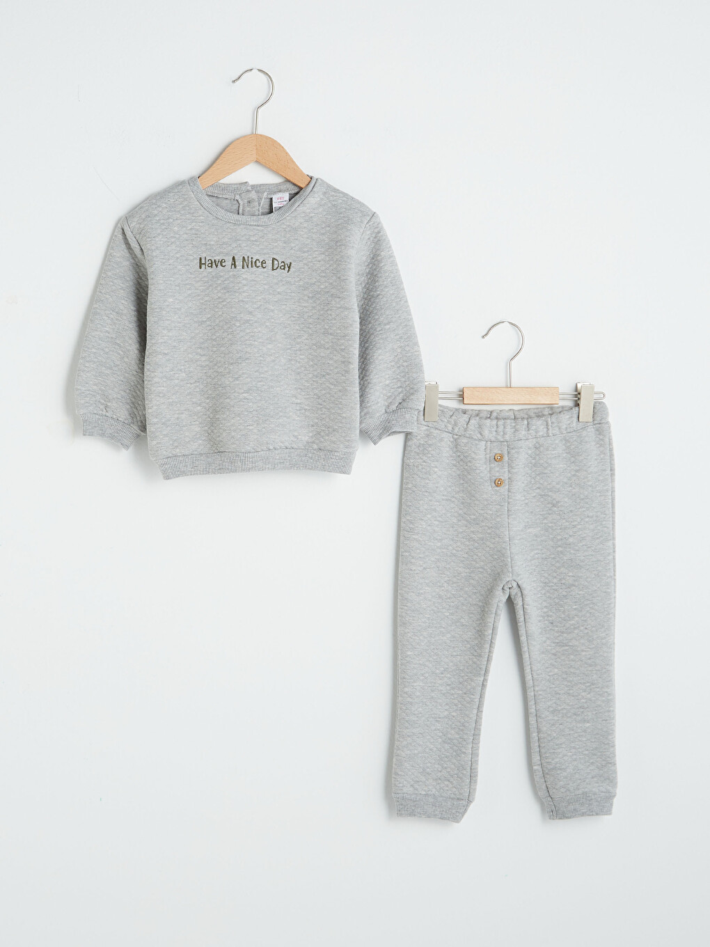 Crew Neck Long Sleeve Printed Baby Girl Sweatshirt and Trousers 2 Pieces