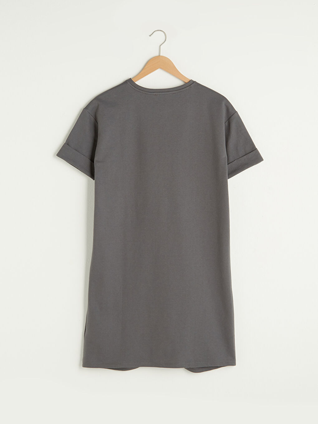 Gri Bisiklet Yaka Minnie Mouse Baskılı Kısa Kollu Hamile Elbise-7