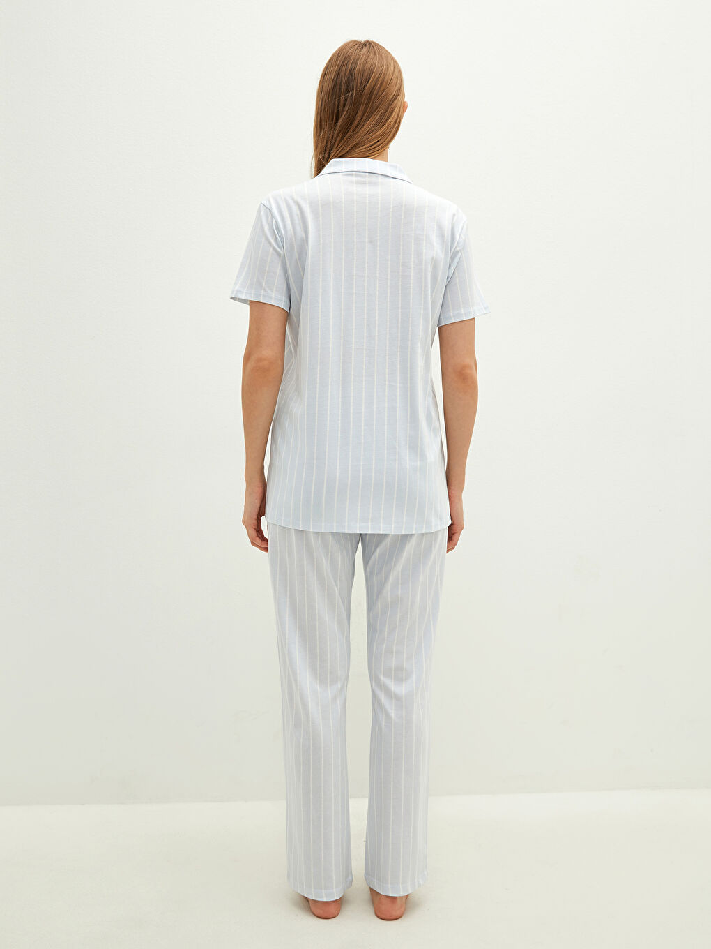 Collared Neck Printed Short Sleeve Women's Pyjama Set-4