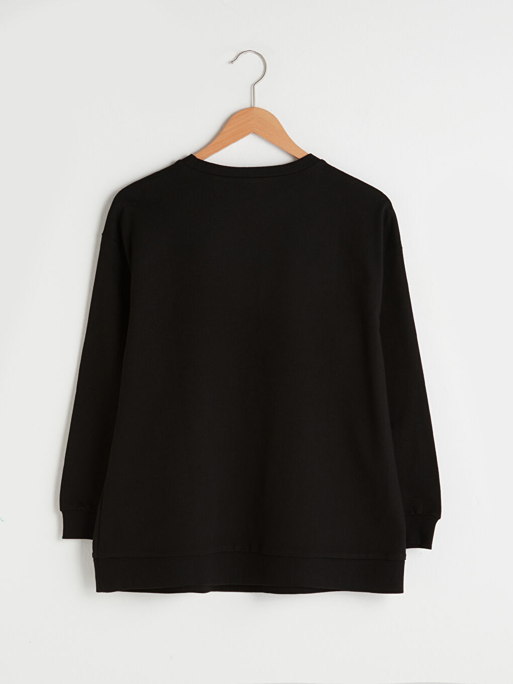 Siyah Bisiklet Yaka Snoopy Baskılı Uzun Kollu Hamile Sweatshirt-6