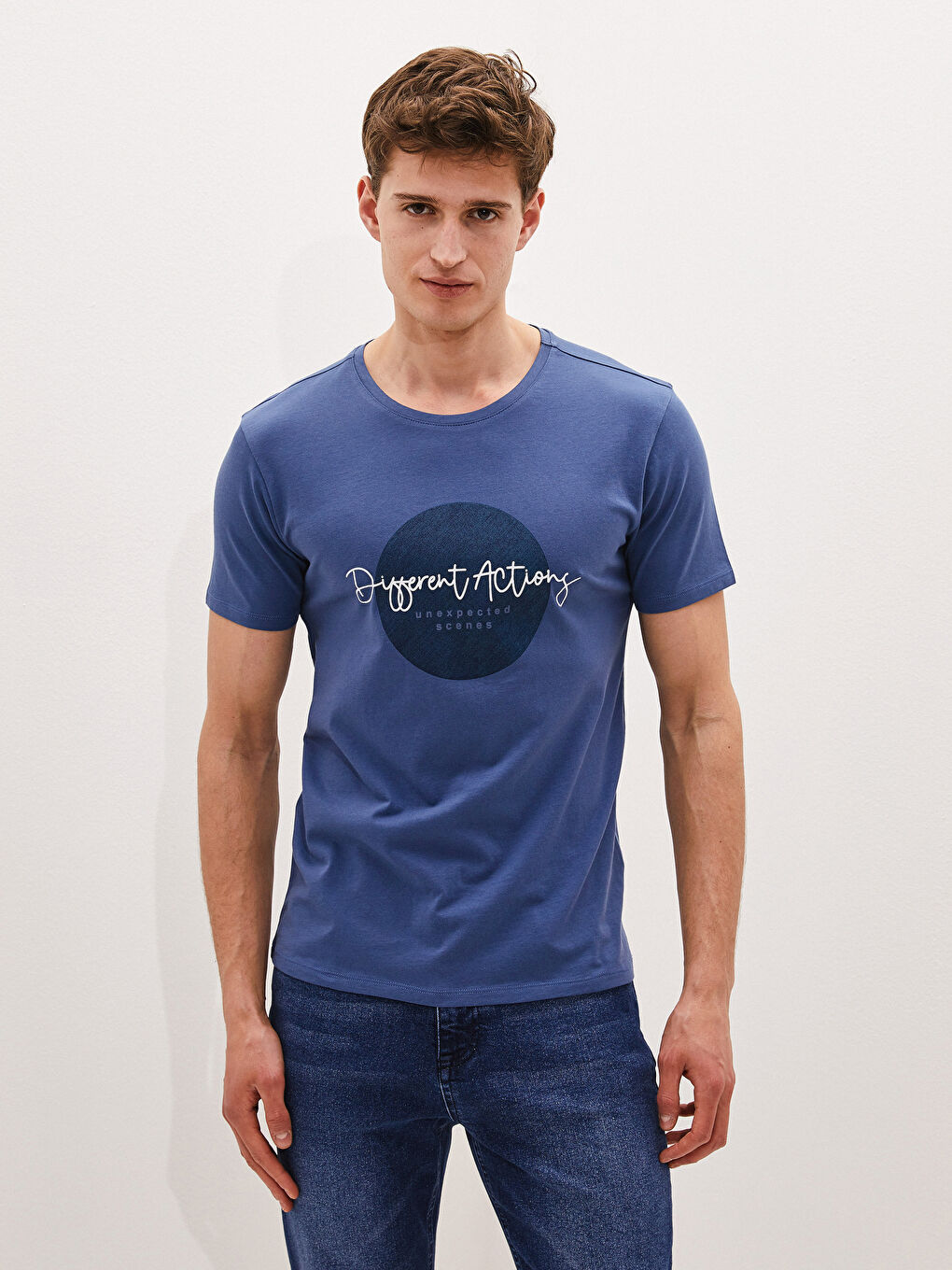 Crew Neck Short Sleeve Printed Combed Cotton Men's T-shirt-1