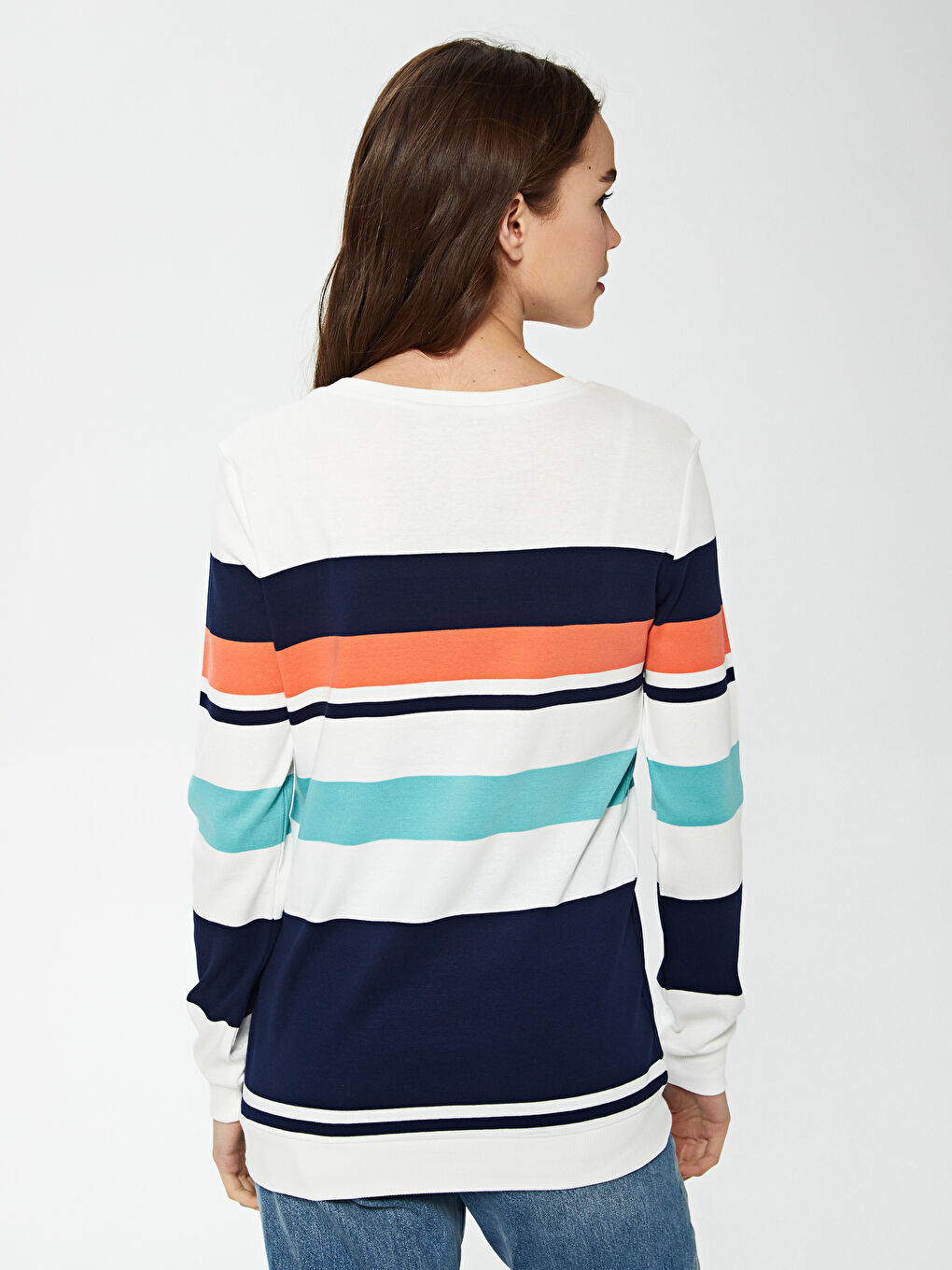LCW Vision Rundhalsausschnitt Gestreift Langarm Baumwolle Sweatshirt für Damen -S1H053Z8-LGS