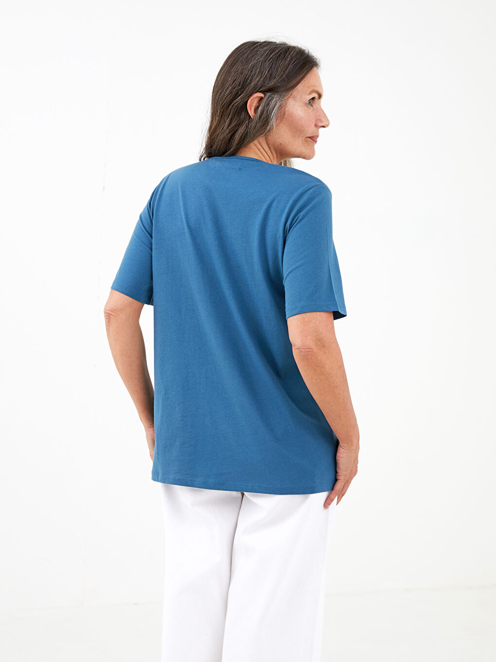 V-Neck Embroidered Short Sleeve Women's Blouse -S1H054Z8-HAS