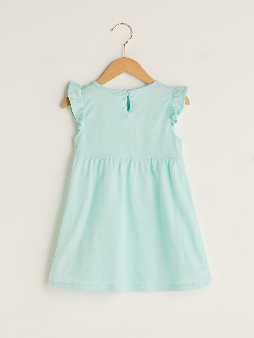 Crew Neck Short Sleeve Printed Cotton Baby Girl Dress and Headband Set of 2-1