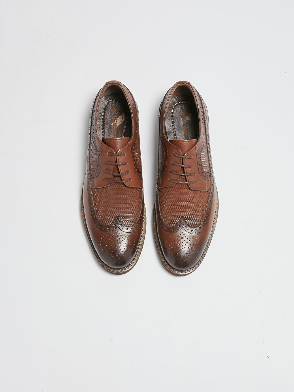 Kahverengi Hakiki Deri Bağcıklı Erkek Klasik Ayakkabı-1