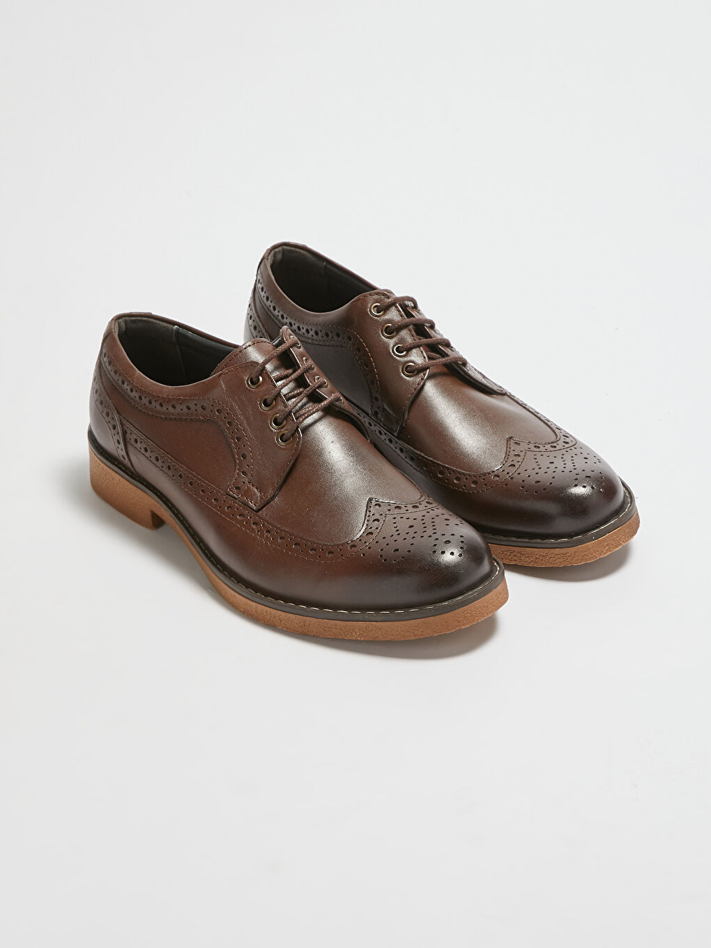 Kahverengi Hakiki Deri Bağcıklı Erkek Klasik Ayakkabı