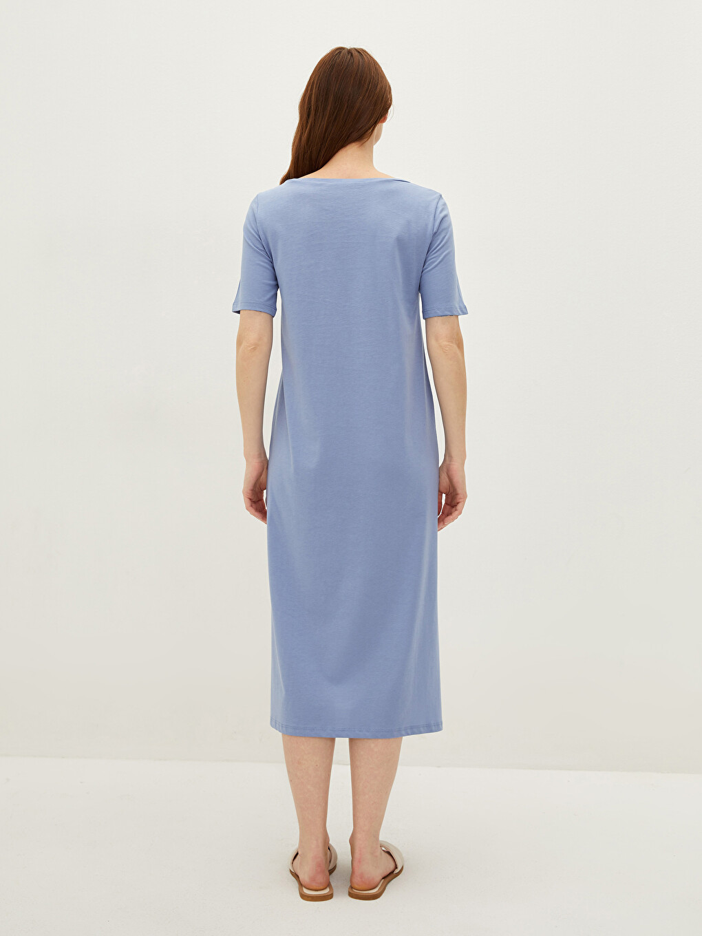 U Neck Printed Short Sleeve Women's Dress-4