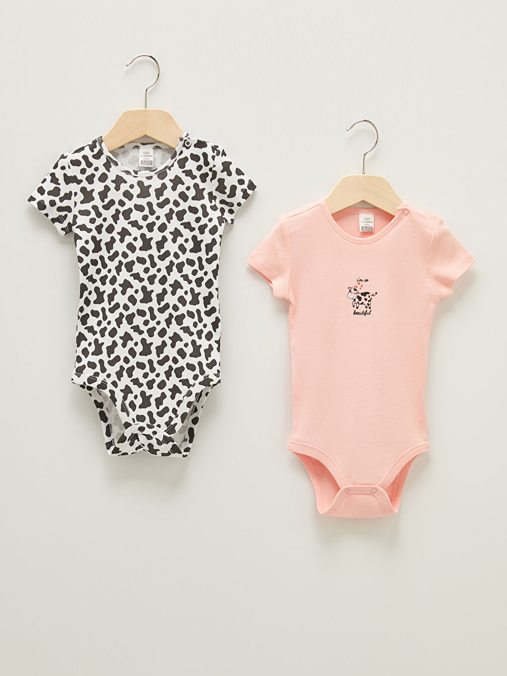 Beyaz Bisiklet Yaka Kısa Kollu Pamuklu Kız Bebek Çıtçıtlı Body 3'lü-2