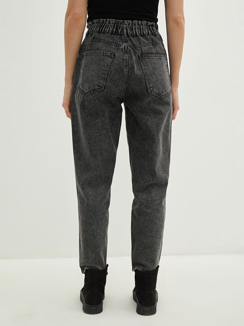 Jean Rodeo Taille Haute Décontracté Longueur Cheville pour Femmes-3