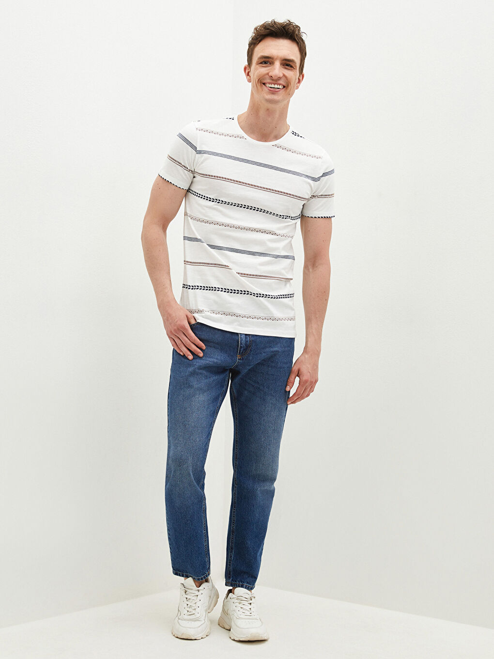 XSIDE Crew Neck Short Sleeve Striped Jersey Men's T-Shirt -S1H242Z8-EEW