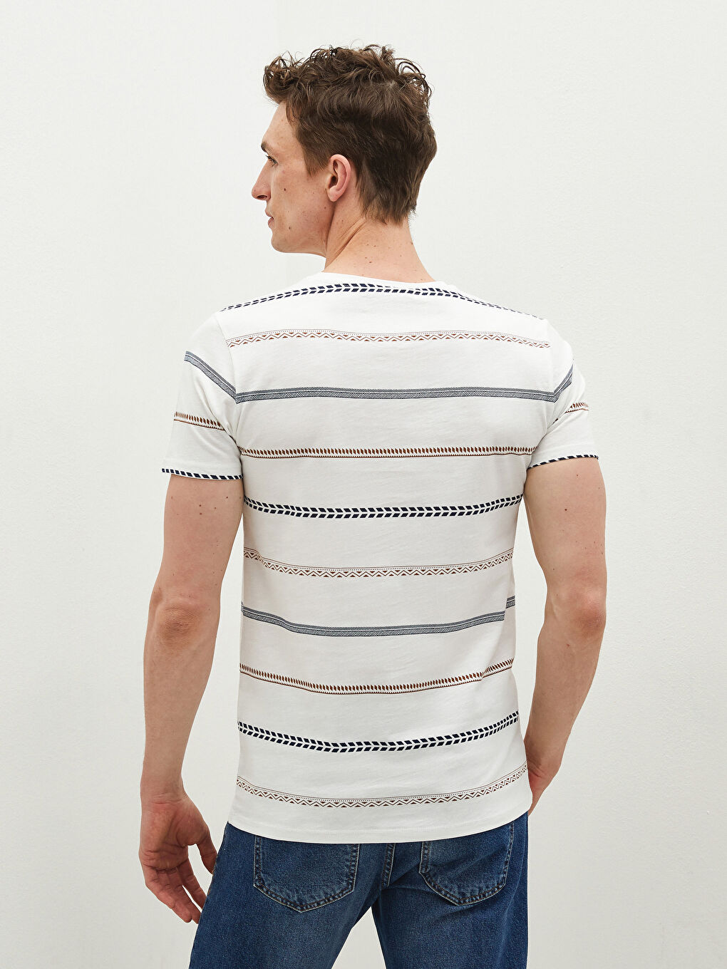 XSIDE Crew Neck Short Sleeve Striped Jersey Men's T-Shirt -S1H242Z8-EEW
