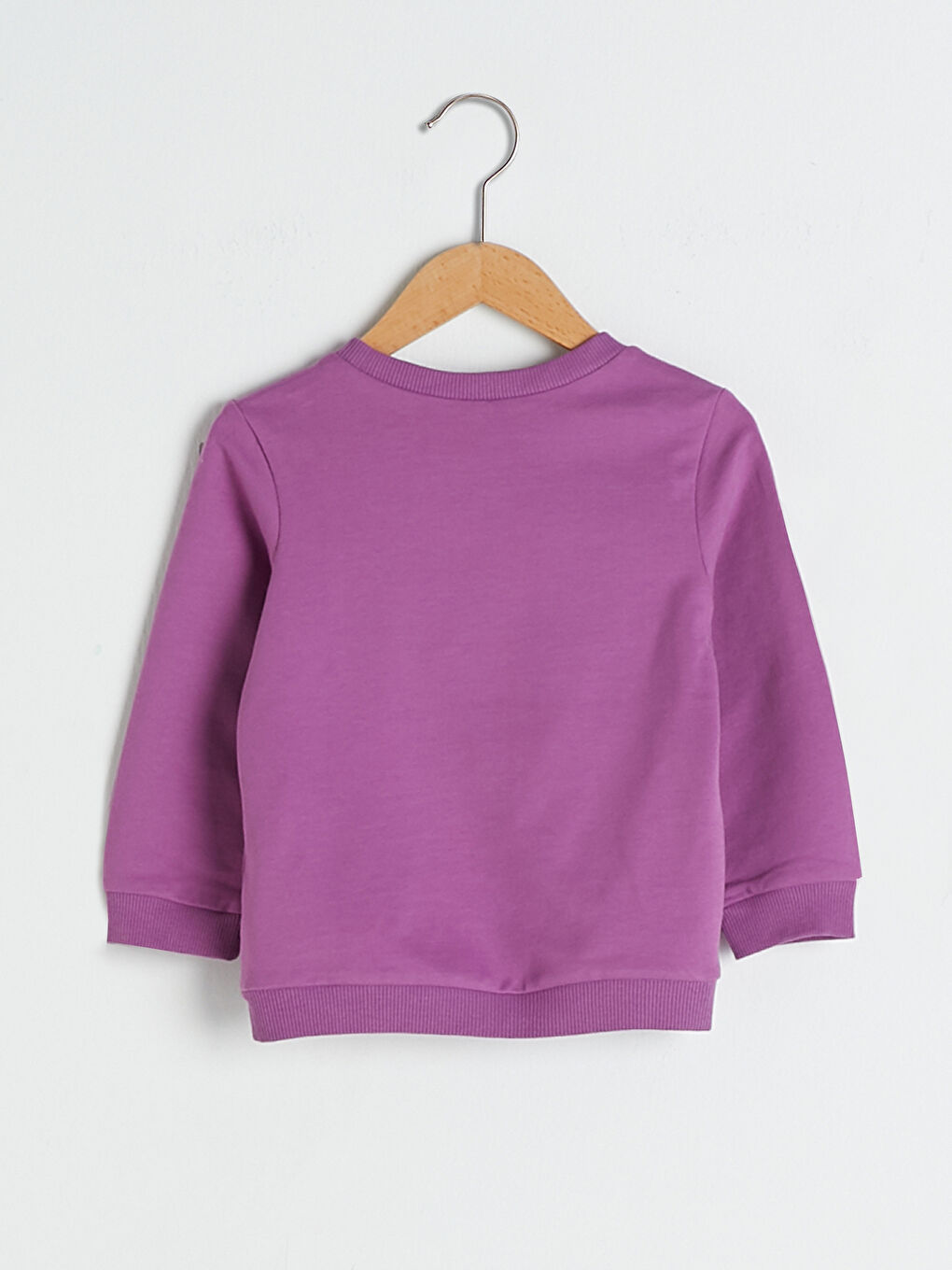 Mor Bisiklet Yaka Uzun Kollu Baskılı Kız Bebek Sweatshirt-1