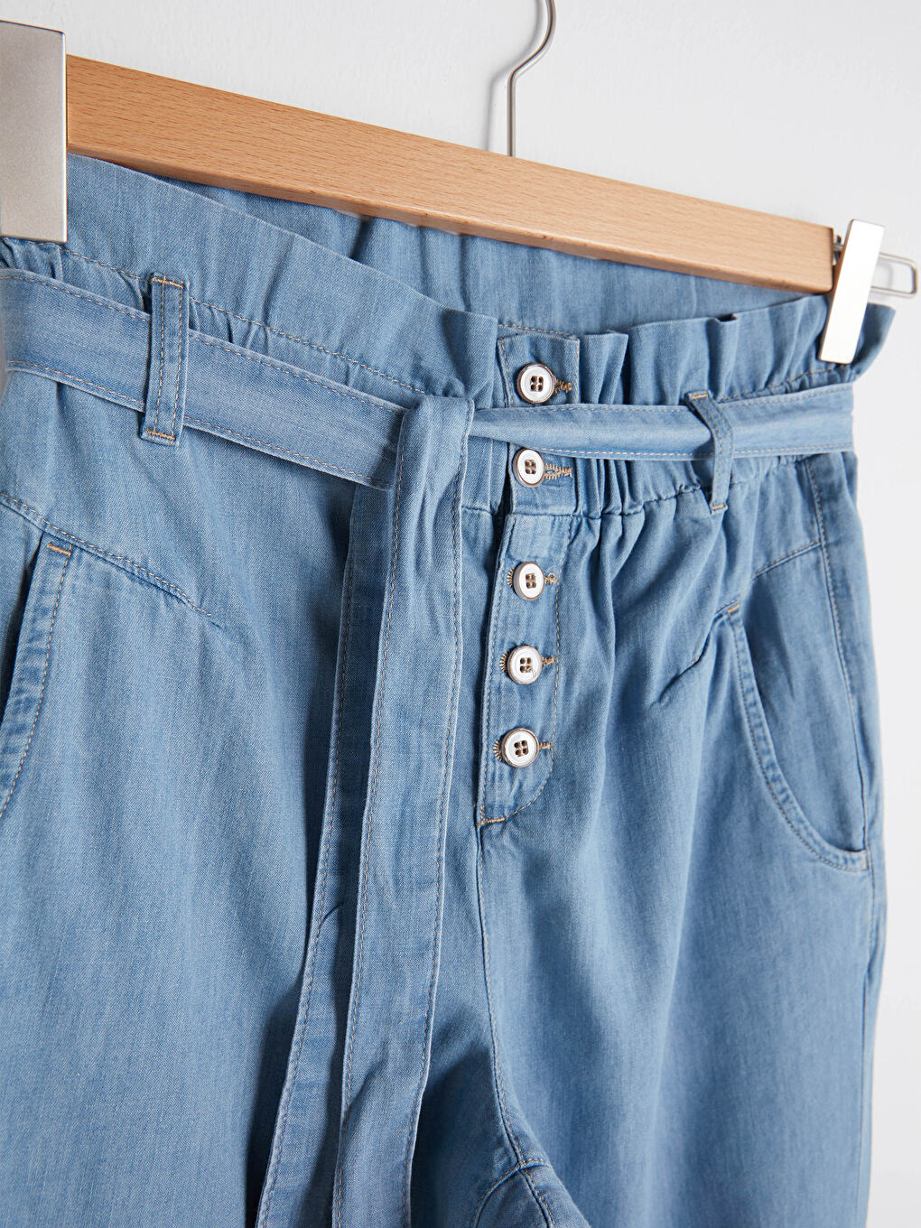 İndigo Yüksek Bel Bol Fit Kadın Jean Pantolon-12