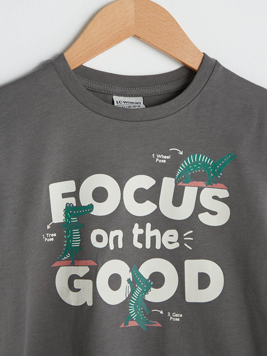 Gri Bisiklet Yaka Baskılı Kısa Kollu Erkek Çocuk Tişört-1