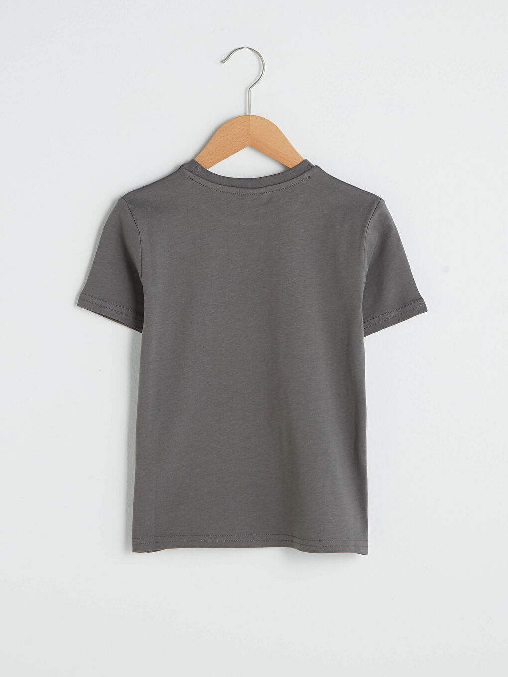 Gri Bisiklet Yaka Baskılı Kısa Kollu Erkek Çocuk Tişört-2