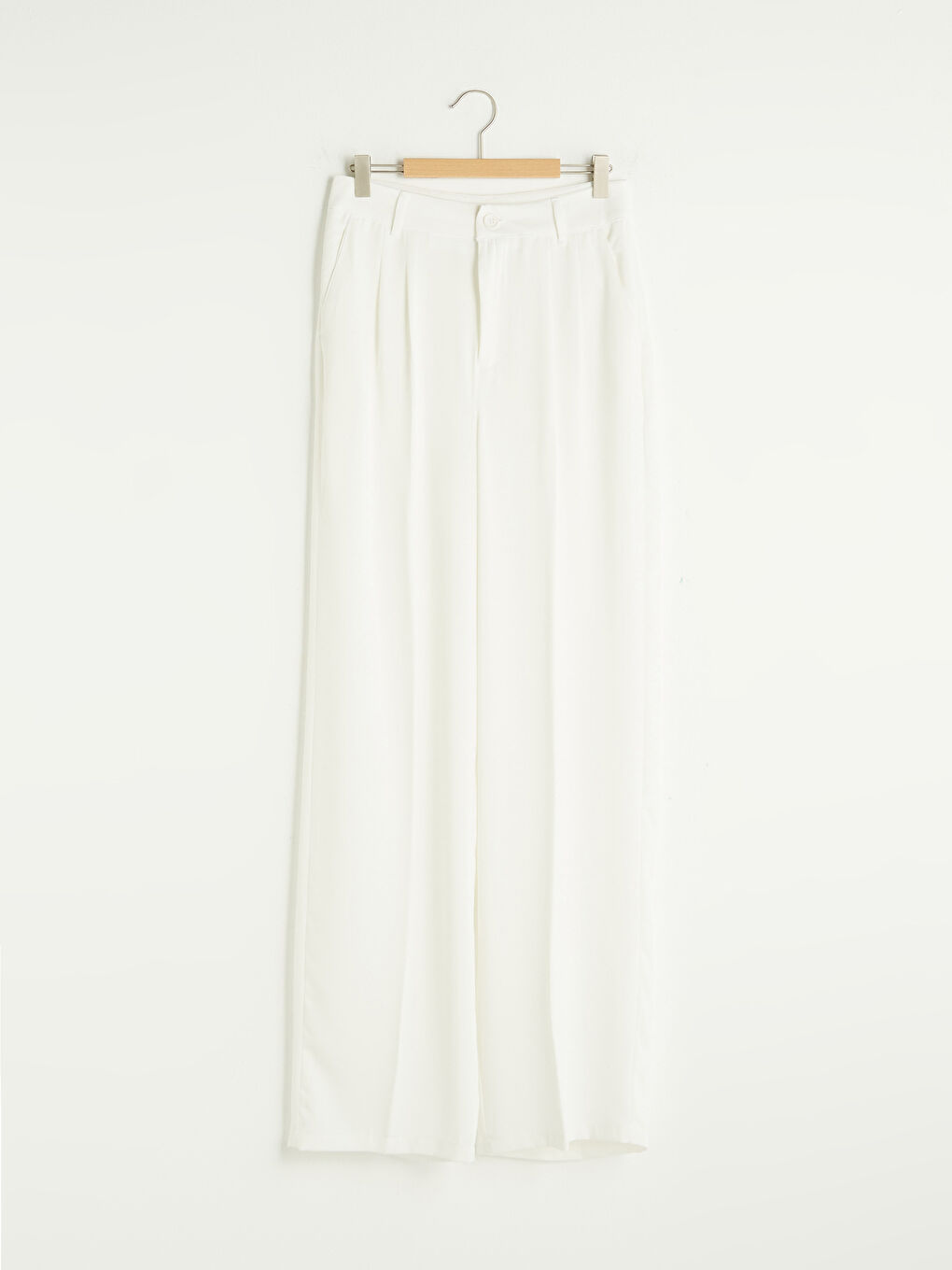 Wide Fit Pocket Detailed Wide Leg Gabardine Fabric Women's Trousers-10